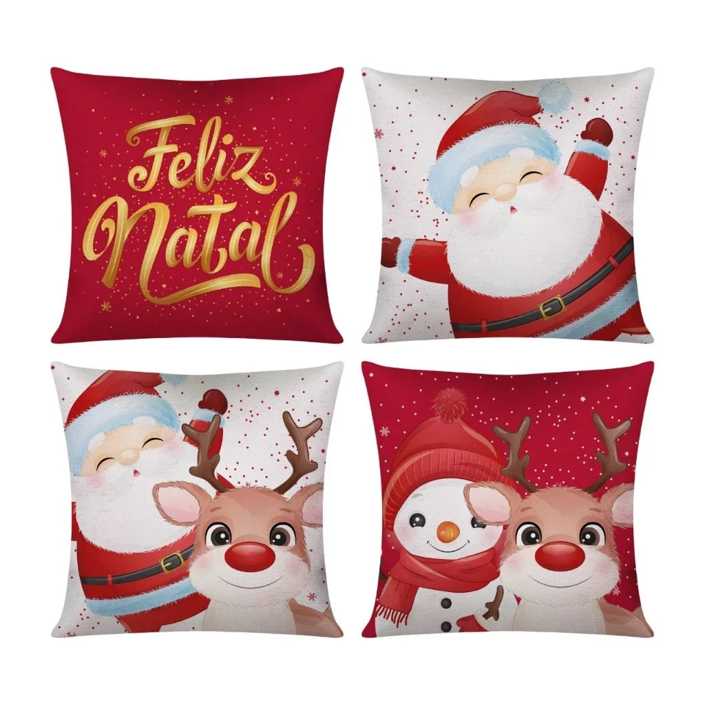 Kit 4 Capas de Almofadas Natalinas Modern Print 42x42cm – Decoração Sofisticada