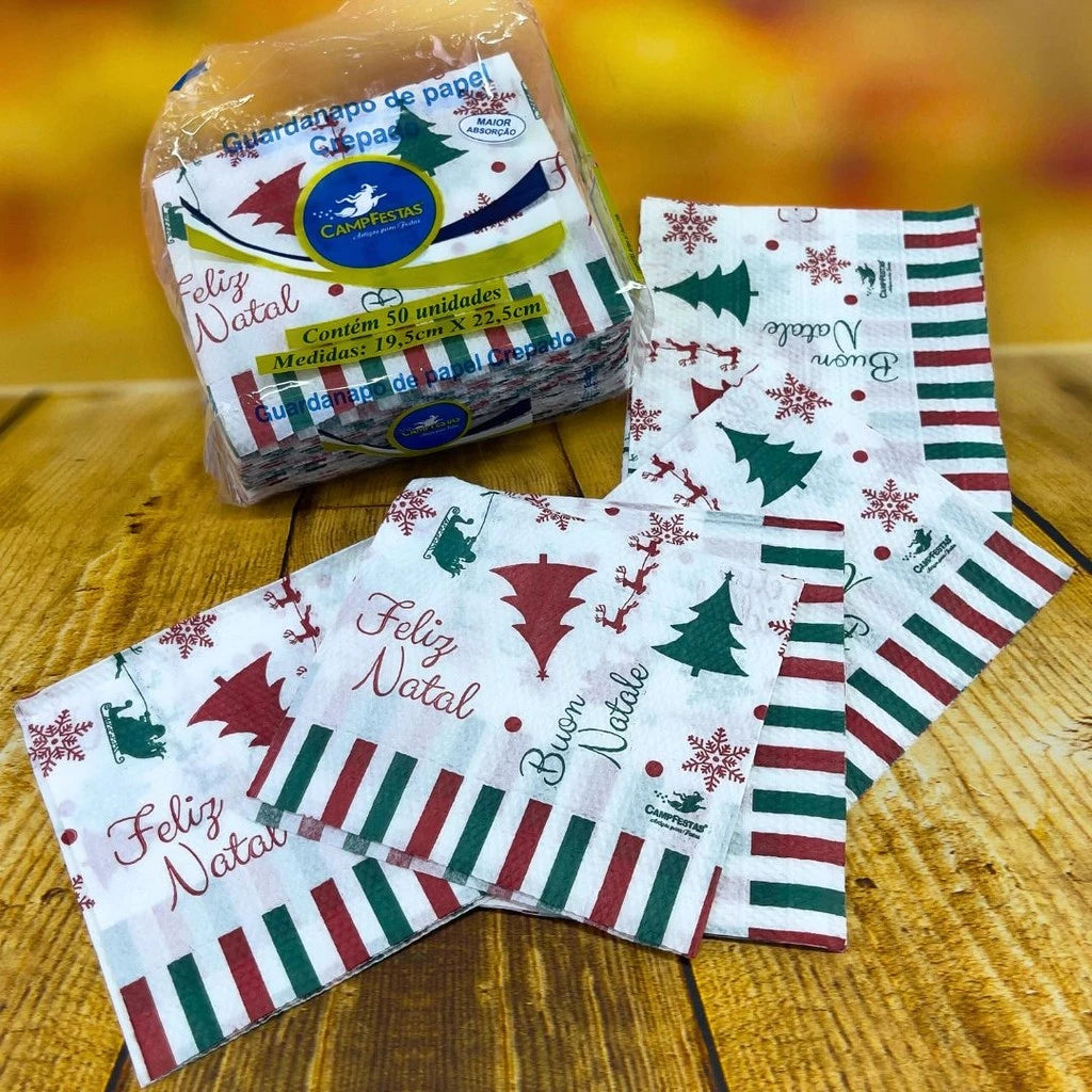 Guardanapos "Feliz Natal" 19,5cm x 22,5cm