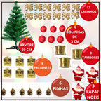 Kit Árvore de Natal Completa 60cm + 36 Enfeites Decorativos 🎄🎅