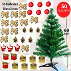 Kit Árvore de Natal Completa 60cm + 36 Enfeites Decorativos 🎄🎅